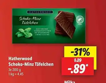 Lidl Hatherwood schoko-minz täfelchen Angebot