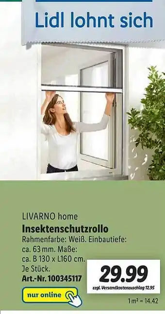 Lidl Livarno home insektenschutzrollo Angebot