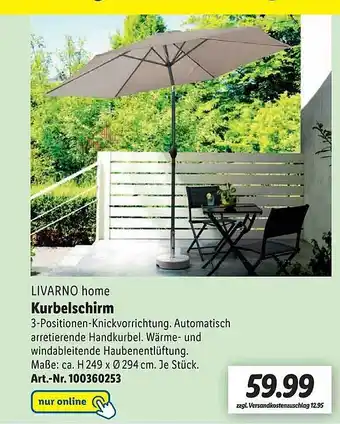 Lidl Livarno home kurbelschirm Angebot