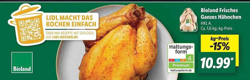 Bioland frisches ganzes hähnchen Angebot bei Lidl