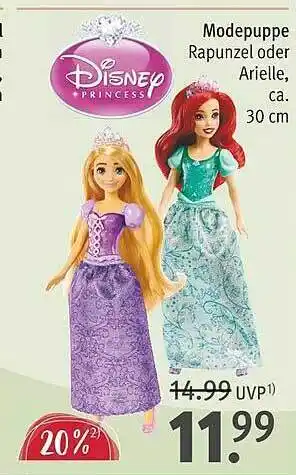 Rossmann Disney modepuppe rapunzel oder arielle Angebot