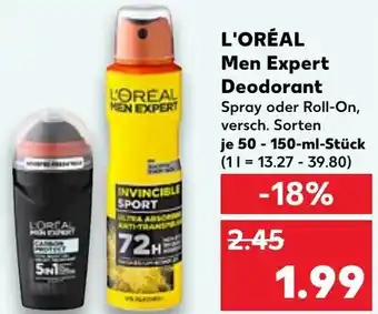 Kaufland L'Oréal Men Expert Deodorant 50-150 ml Stück Angebot