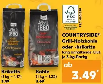 Kaufland Countryside Grill Holzkohle oder briketts 3 kg Packg. Angebot