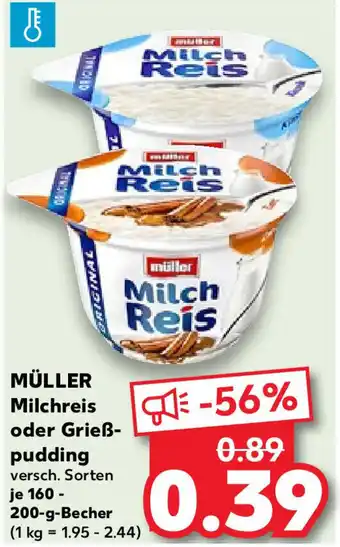 Kaufland Müller Milchreis oder Grießpudding 160-200 g Becher Angebot