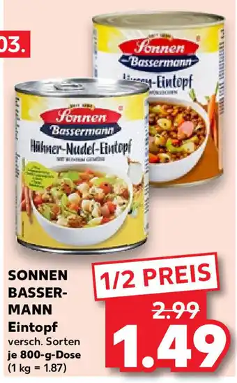 Kaufland Sonnen Bassermann Eintopf 800 g Dose Angebot