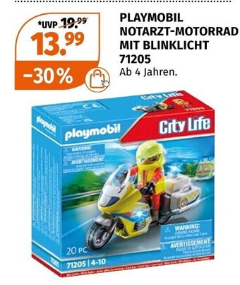 Müller Playmobil Notarzt-Motorrad mit Blinklicht 71205 Angebot
