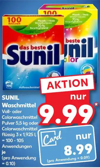 Kaufland Sunil Waschmittel 100-105 Anwendungen Angebot