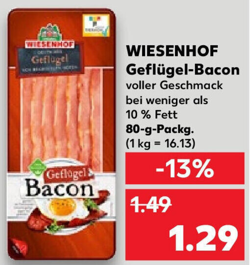 Wiesenhof Geflügel Bacon 80 g Packg. Angebot bei Kaufland