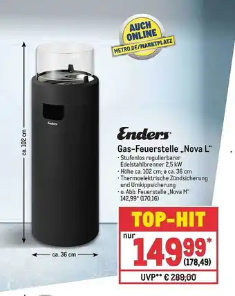 METRO Enders gas-feuerstelle „nova l“ Angebot