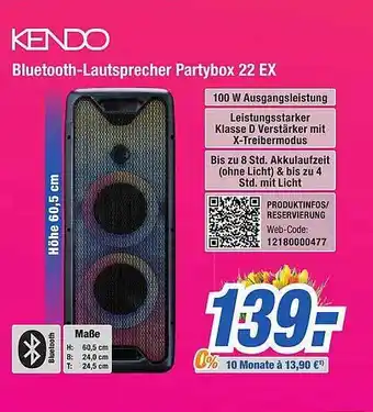 Expert Bening Kendo bluetooth-lautsprecher partybox 22ex Angebot