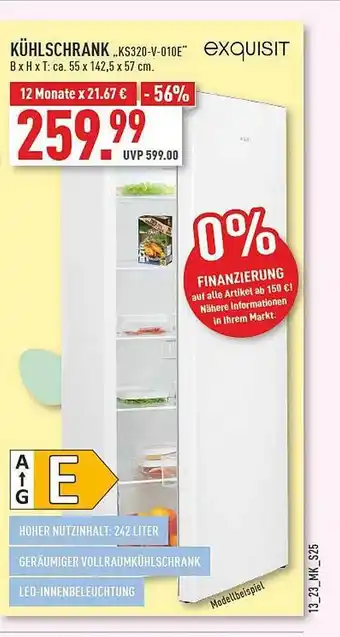 Marktkauf Exquisit kühlschrank „ks320-v-010e“ Angebot