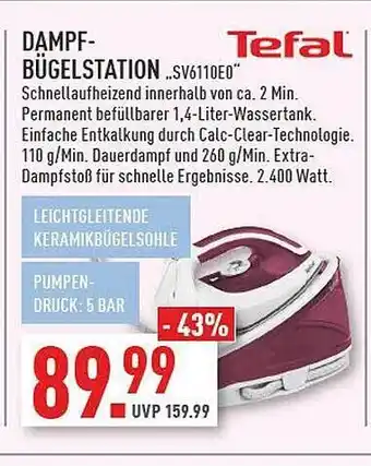 Marktkauf Tefal dampf-bügelstation „sv6110eo“ Angebot