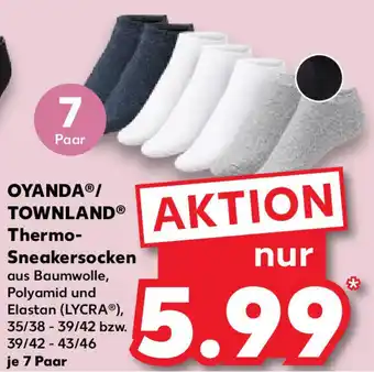 Kaufland Oyanda Townland Thermo Sneakersocken 39/42-43/46 je 7 Paar Angebot