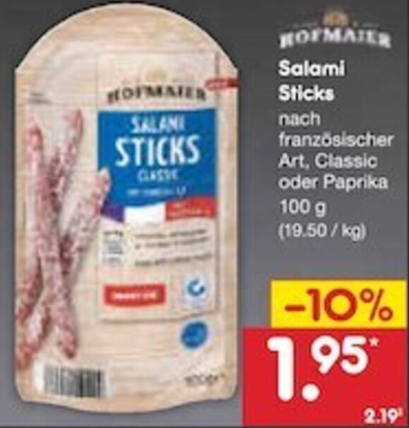 Hofmaier Salami Sticks 100 g Angebot bei Netto MarkenDiscount