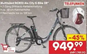 Netto Marken-Discount Telefunken Multitalent RC822 Alu City E-Bike 28" Angebot