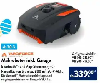 Aldi Nord Yardforce Mähroboter inkl. Garage Angebot