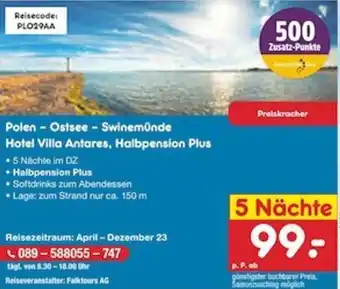 Netto Marken-Discount Polen - Ostsee - Swinemünde Hotel Villa Antares, Halbpension Plus Angebot