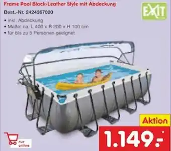 Netto Marken-Discount Exit Frame Pool Black Leather Style mit Abdeckung Angebot