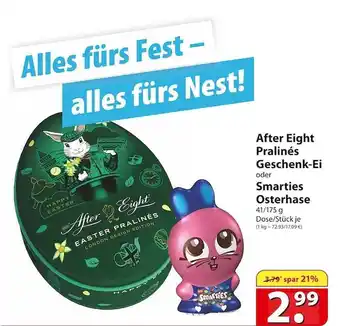 Famila Nord Ost After eight pralinés geschenk-ei oder smarties osterhase Angebot