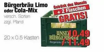 Edeka Scherer Bürgerbräu limo oder cola-mix Angebot