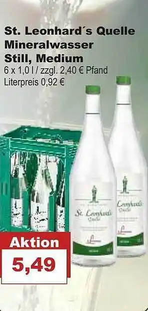 Bilgro St leonhard's quelle mineralwasser still, medium Angebot