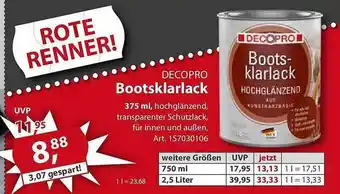 Sonderpreis Baumarkt Decopro bootsklarlack Angebot