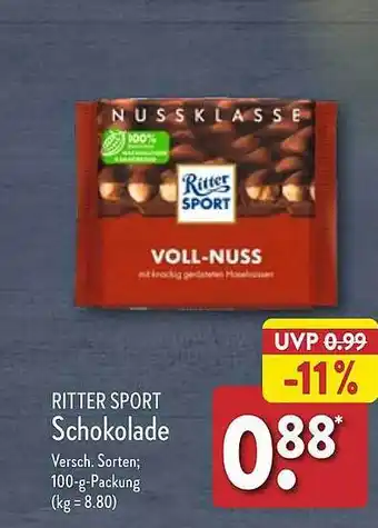 Aldi Nord Ritter sport schokolade Angebot