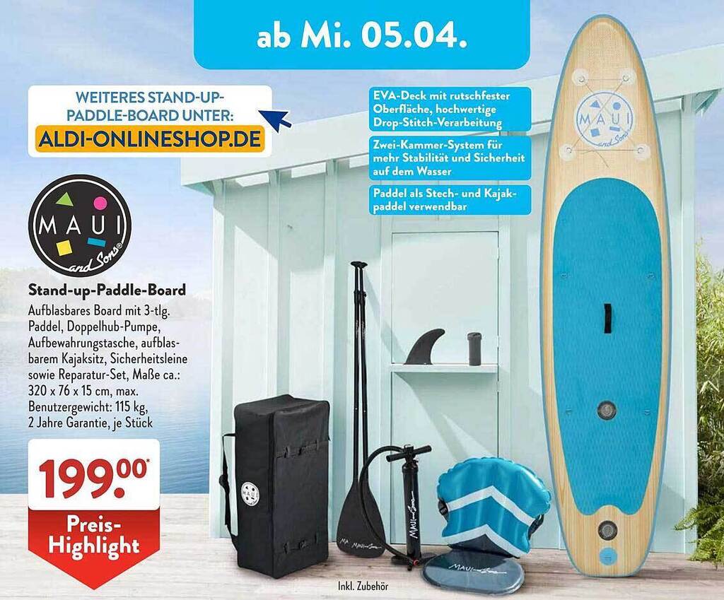 Standuppaddleboard Angebot bei Aldi Süd