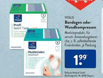 Aldi Süd Vitalis bandagen oder wundkompressen Angebot