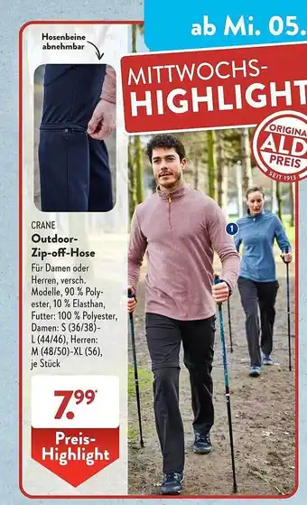 Aldi Süd Crane outdoor-zip-off-hose Angebot