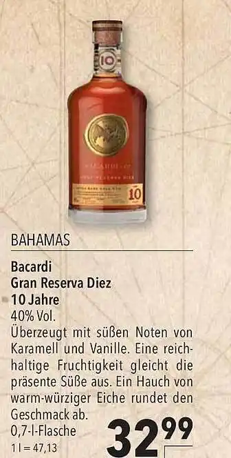 CITTI Markt Bacardi gran reserva diez 10 jahre Angebot