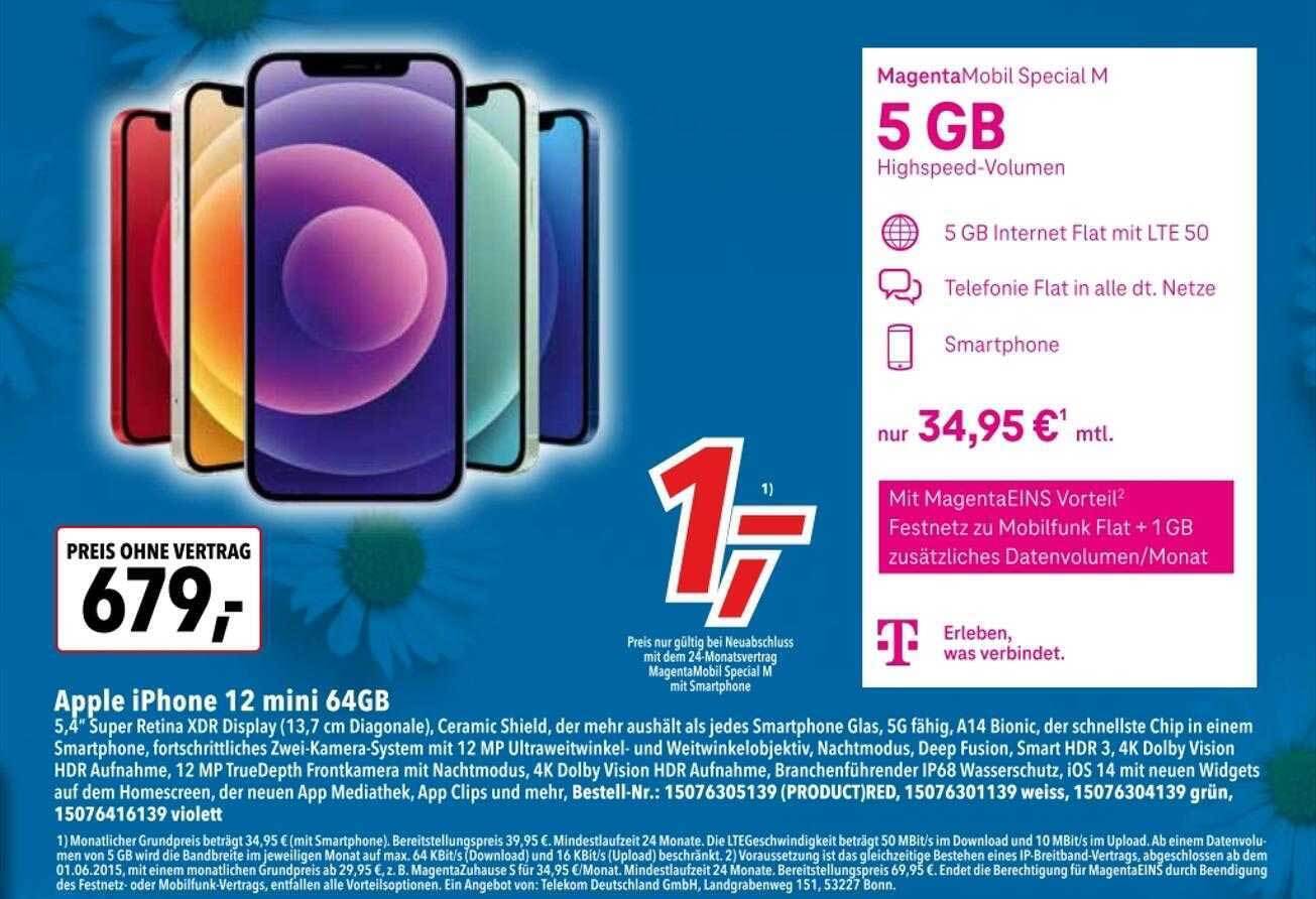 Apple iphone 12 mini 64gb mit magentamobil special m Angebot bei dodenhof