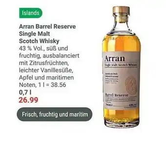 Globus Arran barrel reserve single malt scotch whisky Angebot