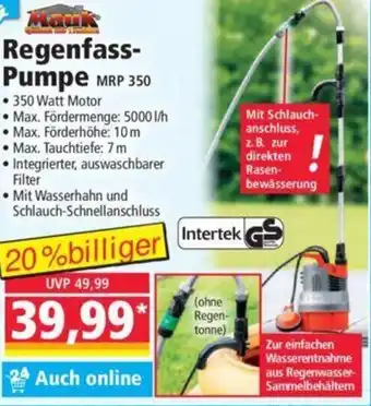 Norma Mauk Regenfass Pumpe MRP 350 Angebot