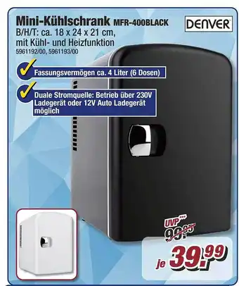 Poco Denver mini-kühlschrank mfr-400black Angebot