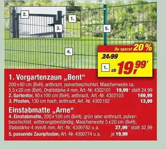 toom Baumarkt Vorgartenzaun bent oder einstabmatte arne Angebot