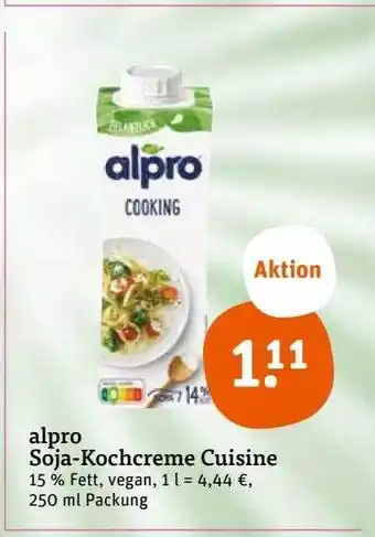 tegut Alpro soja-kochcreme cuisine Angebot