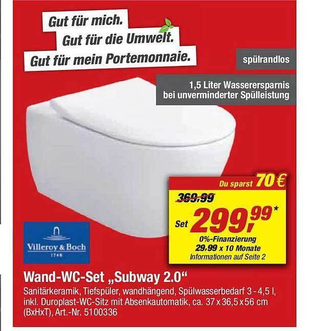 Villeroy & boch wandwcset „subway 2.0“ Angebot bei toom Baumarkt