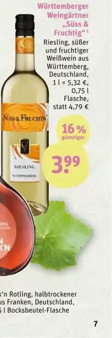 tegut Württemberger weingärtner „süss & fruchtig“ Angebot