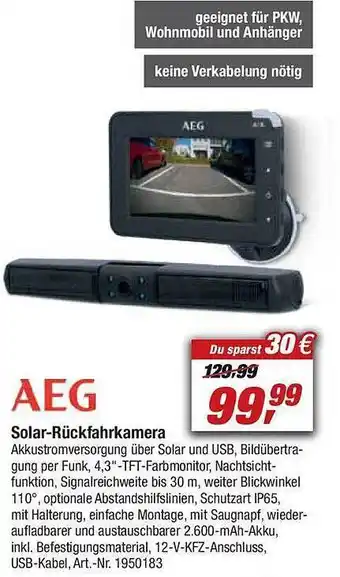 toom Baumarkt Aeg solar-rückfahrkamera Angebot