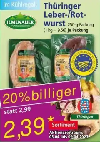 Norma Ilmenauer Thüringer Leber/Rotwurst 250 g Packung Angebot