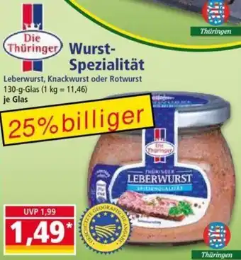 Norma Die Thüringer Wurst Spezialität 130 g Glas Angebot