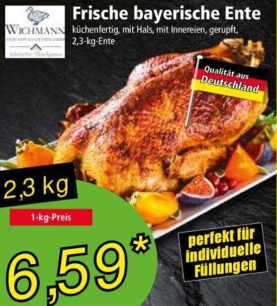 Wichmann Frische bayerische Ente 2,3 kg Ente Angebot bei Norma