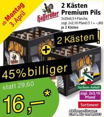 Norma Hasseröder Premium Pils 2x20x0,5 L Flasche Angebot
