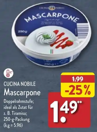 Aldi Nord Cucina Nobile Mascarpone 250 g Packung Angebot