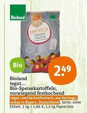 tegut Bioland Bio-speisekartoffeln, Vorwiegend Festkochend Angebot