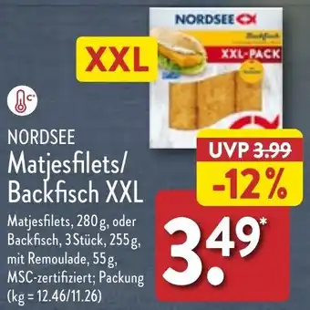 Aldi Nord Nordsee Matjesfilets/Backfisch XXL Angebot