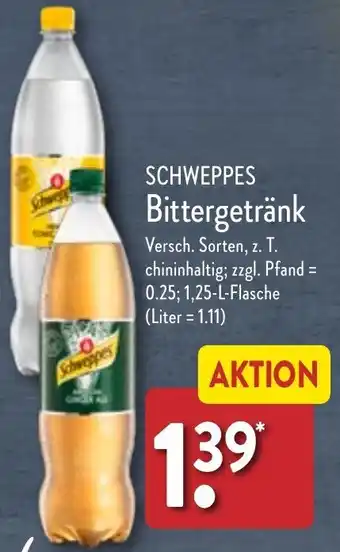 Aldi Nord Schweppes Bittergetränk 1,25 L Flasche Angebot