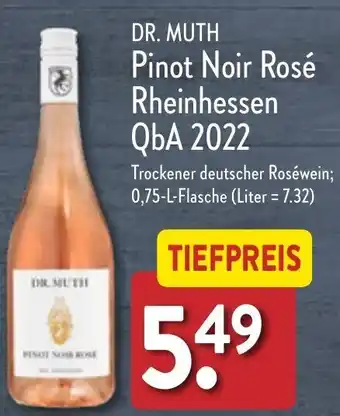 Aldi Nord Dr. Muth Pinot Noir Rosé Rheinhessen QbA 2022, 0,75 L Flasche Angebot