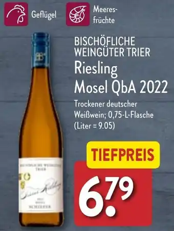 Aldi Nord Bischöfliche Weingüter Trier Riesling Mosel QbA 2022, 0,75 L Flasche Angebot